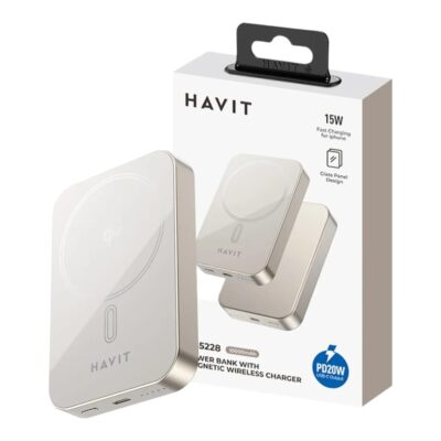 Cargador Portátil Inalámbrico Magnético Havit Pb5228t USB-c Plateado