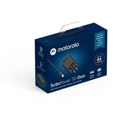 Cargador Turbopower Motorola Dual 50w Tipo C A C ORIGINAL